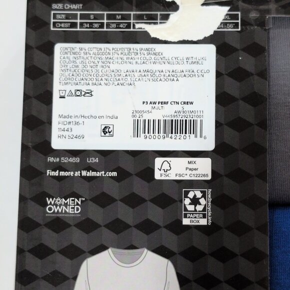 Athletic Works Men’s Crewneck Cotton T-Shirts Size Small (34-36) 3-Pack NWT - Picture 4 of 4